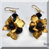 J143. Goldtone and bead flower earrings - $22 